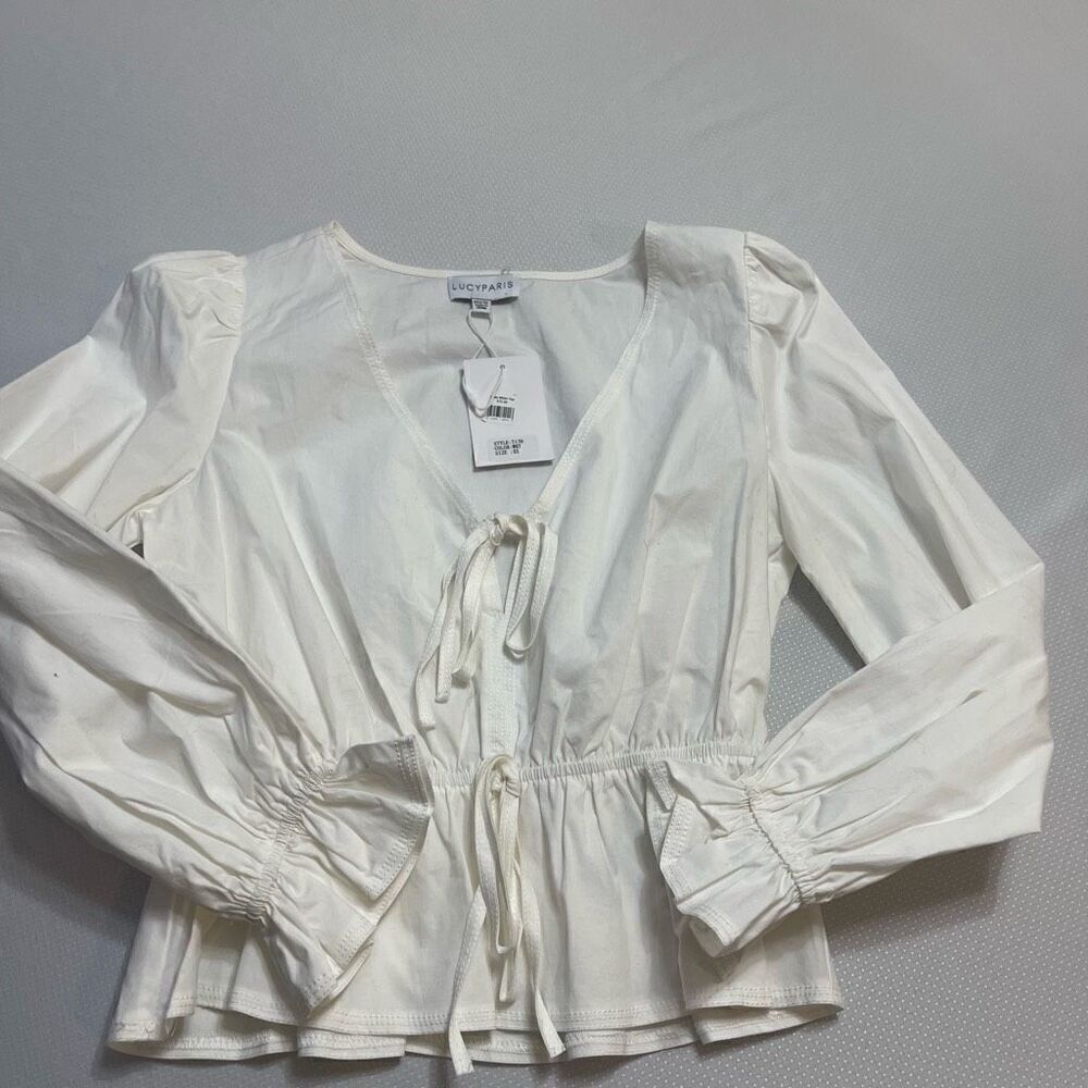 NWT Lucy Paris Kilala Contrast White Top Size XS New